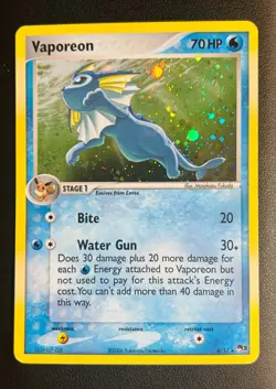 Pokemon Vaporeon Series 3 Holo Rare 70 HP #6/17 Stage 1 Card 2006 - Image 1