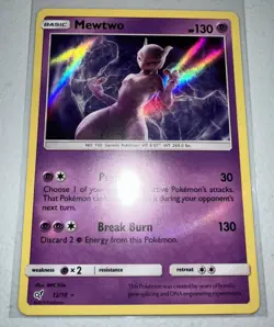 Pokemon Mewtwo Holo Rare Card 12/18 Detective Pikachu Series - Image 1