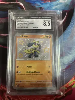 Pokemon TCG Riolu 173/091 Paldean Fates Shiny Holo Rare S&V CGC 8.5 NM-MINT + - Image 1