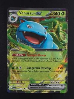 2023 Pokemon VENUSAUR EX #003/165 Scarlet & Violet 151 Double Rare ENG - Image 1