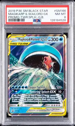 2019 POKEMON SM BLACK STAR PROMO #SM166 MAGIKARP & WAILORD GX PSA 8 - Image 1