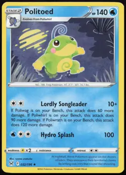 Politoed 032/196 Rare Lost Origin Pokemon Near Mint - Image 1