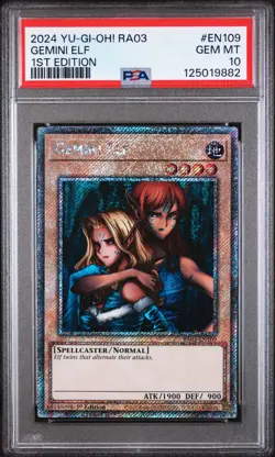 2024 YU-GI-OH! RA03-QUARTER CENTURY BONANZA 1ST ED #EN109 GEMINI ELF PSA 10 - Image 1