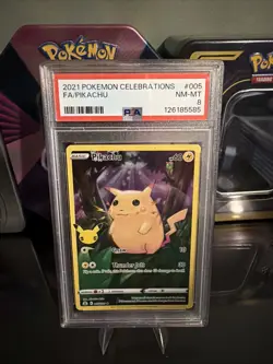 Pokemon Pikachu TCG Celebrations Holo Full Art Rare Card 005/025 PSA 8 - Image 1