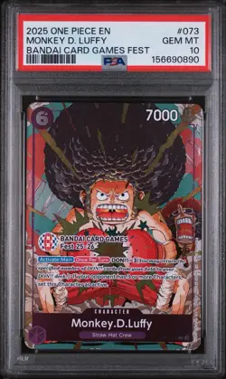 Monkey D. Luffy PSA10 2025 One Piece Promos Bandai Card Games Fest #073 - Image 1