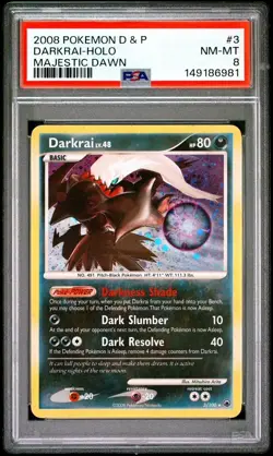 Darkrai 2008 Majestic Dawn 3/100 Pokemon Holo PSA 8 - NEW CERT - Image 3
