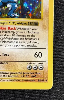 1999 Pokemon Base Set Shadowless 1st Edition Machamp #8/102 Holo RARE - Image 2