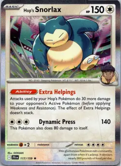Hop's Snorlax 117/159 Rare Journey Together Pokemon Holo Near Mint - Image 1