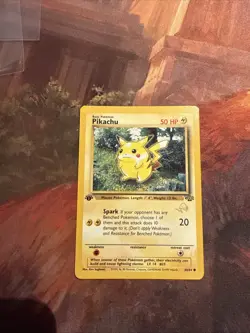 Pikachu GOLD W STAMP Pokemon Card Jungle 1st Edition 60/64 - Image 1
