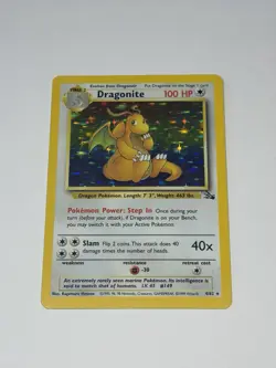 Vintage Pokemon Card WOTC TCG Dragonite Fossil Holo Rare Card 4/62 1999 LP/MP - Image 1