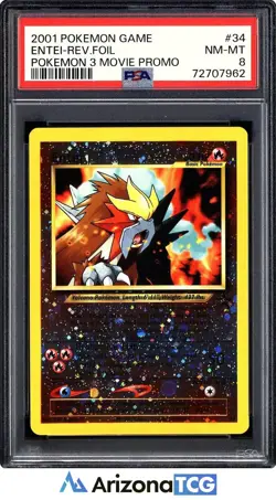 Pokemon 2001 Entei 34 Reverse Foil Black Star Promo Pokemon 3 Movie PSA 8 - Image 1