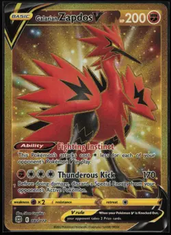 ENGLISH Pokemon - *Galarian Zapdos V (Secret)* - 182/172 - SWSH09: Brilliant Sta - Image 1