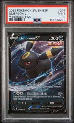 PSA 9 2022 POKEMON SWSH BLACK STAR PROMO #203 UMBREON V HEROES TINS MINT - Image 1