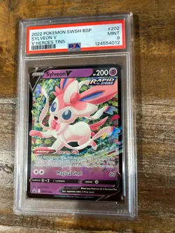 POKEMON 2022 Promo V Heroes Tins SYLVEON V SWSH #202 PSA 9 Mint RARE 2 - Image 1