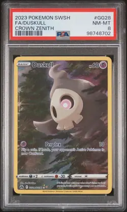 PSA 8 NM-MINT Pokemon TCG 2023 Duskull GG28 Crown Zenith Full Art Rare Holo - Image 1
