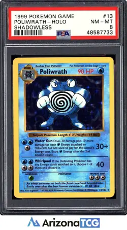 Pokemon 1999 Poliwrath 13/102 Holo Shadowless PSA 8 - Image 1