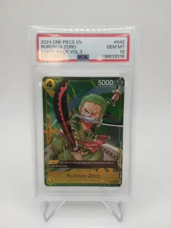 2024 ONE PIECE P-042 EVENT PACK VOL 3 PROMO RORONOA ZORO PSA 10 - Image 1