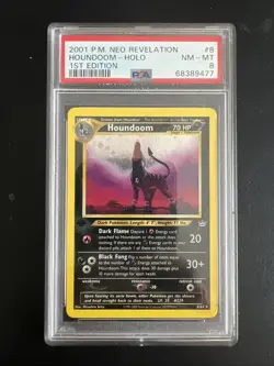 Pokemon TCG Houndoom Neo Revelation Holo Card 8/64 1st Edition PSA 8 NM-MT - Image 1