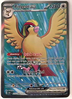 Pidgeot ex 217/197 Obsidian Flames Full Art FA Ultra Rare Pokemon TCG Card NM - Image 1
