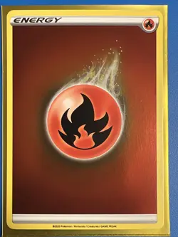 2020 Fire Energy Champions Path Set REVERSE HOLO Pokemon + Card Saver - Image 1