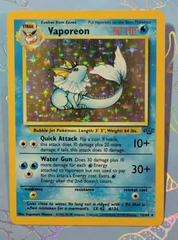 1999 Pokemon TCG Vaporeon Holo Rare Card 12/64 Jungle NM - Image 1