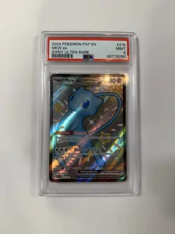 Pokemon Mew EX TCG Paldean Fates Holo Shiny Ultra Rare Card 216/091 PSA 9 Mint - Image 1