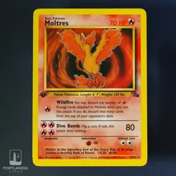 Pokemon - Moltres 1st Edition - Non Holo - 27/62 - Fossil - Rare Card - Ex/NM - Image 2