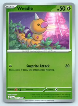 Pokemon Weedle ME04: Chaos Rising CRI C REVERSE HOLO 001/086 NM - Image 1