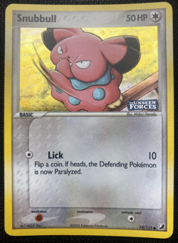 Snubbull 74/115 EX Unseen Forces Reverse Holo Stamped LP Pokemon 2005 - Image 1