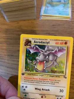 LP! 1st Edition Prerelease Aerodactyl (1/62) Holo Fossil Set Promo Pokemon Card! - Image 4