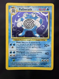 Pokemon Card english Poliwrath 13/102 Holo Base Set Wizards 1999 MP - Image 1