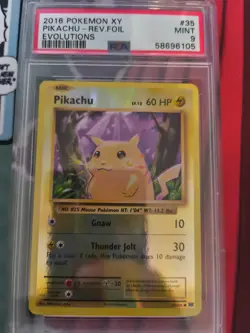 Pokemon Pikachu 35/108 XY Evolutions Reverse Holo PSA 9 Mint 2016 - Image 1