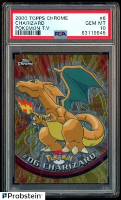 2000 Topps Chrome Pokemon TV #6 Charizard PSA 10 GEM MINT - Image 1
