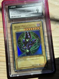 Yugioh! Dark Magician LOB-005 1st Edition Asian - English CGC 9 Mint Bloody - Image 4
