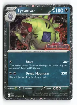 Tyranitar [Stamped] Cosmos Holo 135/193 Paldea Evolved Promo Pokemon TCG Card NM - Image 1