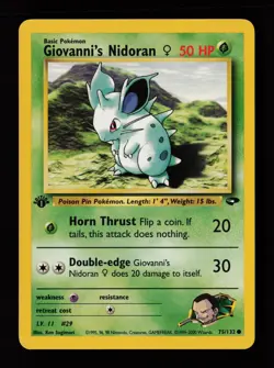 Giovanni's Nidoran F 75/132 1st Edition Common Gym Challenge Pokemon Cards - Image 1