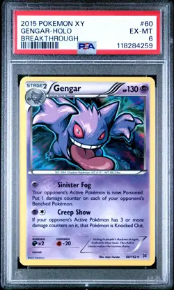 2015 POKEMON XY BREAKTHROUGH GENGAR #60 HOLO PSA 6 EX #118284259 - Image 1