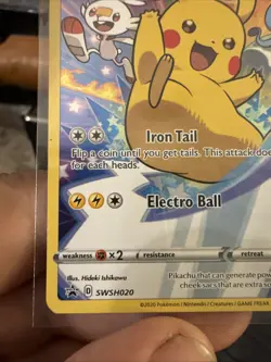 Pokemon TCG Pikachu SWSH020 Promo Holo Iron Tail Electro Ball HP70 - Image 2