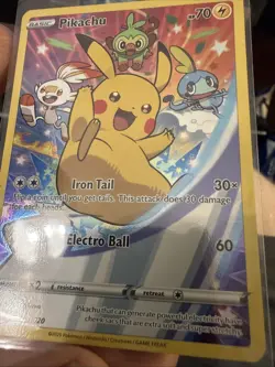 Pokemon TCG Pikachu SWSH020 Promo Holo Iron Tail Electro Ball HP70 - Image 3
