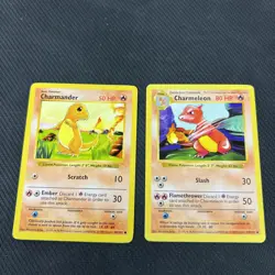 Charmander and Charmeleon Base Set Shadowless Pokemon TCG 1999 Vintage CH1 - Image 1