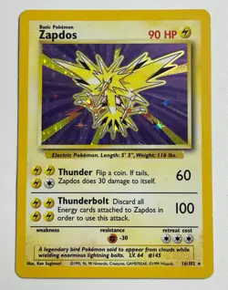 ** Pokemon TCG Zapdos 16/102 Holo Holo Rare LP - Image 1