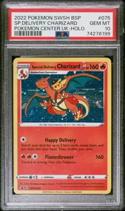 2022 POKEMON SPECIAL DELIVERY CHARIZARD PSA 10 SWSH #075 UK HOLO BLEED SWIRL 🌀 - Image 1
