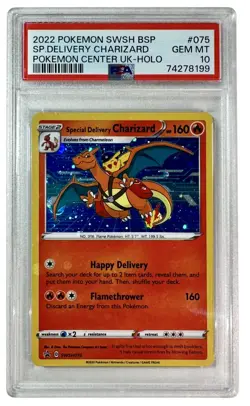 2022 POKEMON SPECIAL DELIVERY CHARIZARD PSA 10 SWSH #075 UK HOLO BLEED SWIRL 🌀 - Image 3