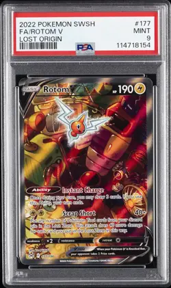 2022 POKEMON SWORD & SHIELD LOST ORIGIN #177 FULL ART/ROTOM V PSA 9 - Image 1