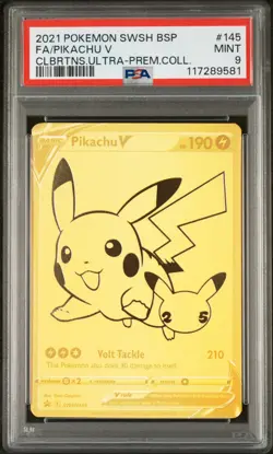 2021 POKEMON SWSH BLACK STAR PROMO #145 FULL ART/PIKACHU V PSA 9 - Image 1