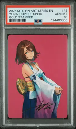 2025 MTG FINAL FANTASY ART SERIES GOLD STAMPED #48 YUNA, HOPE OF SPIRA PSA 10 - Image 1