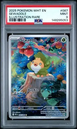 POKEMON WHT EN-WHITE FLARE ILLUSTRATION RARE #087 - SEWADDLE 087/086 - PSA 9 - Image 1
