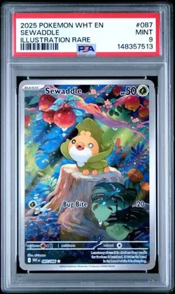 POKEMON WHT EN-WHITE FLARE ILLUSTRATION RARE #087 - SEWADDLE 087/086 - PSA 9 - Image 3