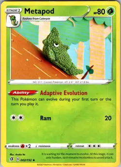 Metapod Pokemon Rebel Clash 002/192 LP - Image 1