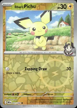 ETHAN'S PICHU 071/182 COMMON DESTINED RIVALS POKEMON REVERSE HOLO NM - Image 1